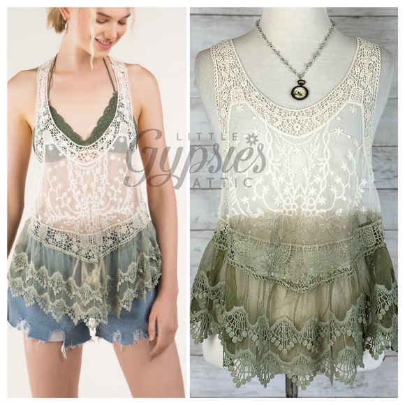 POL Antique Ivory Ombre Lace Layering Top - Picture 9 of 16